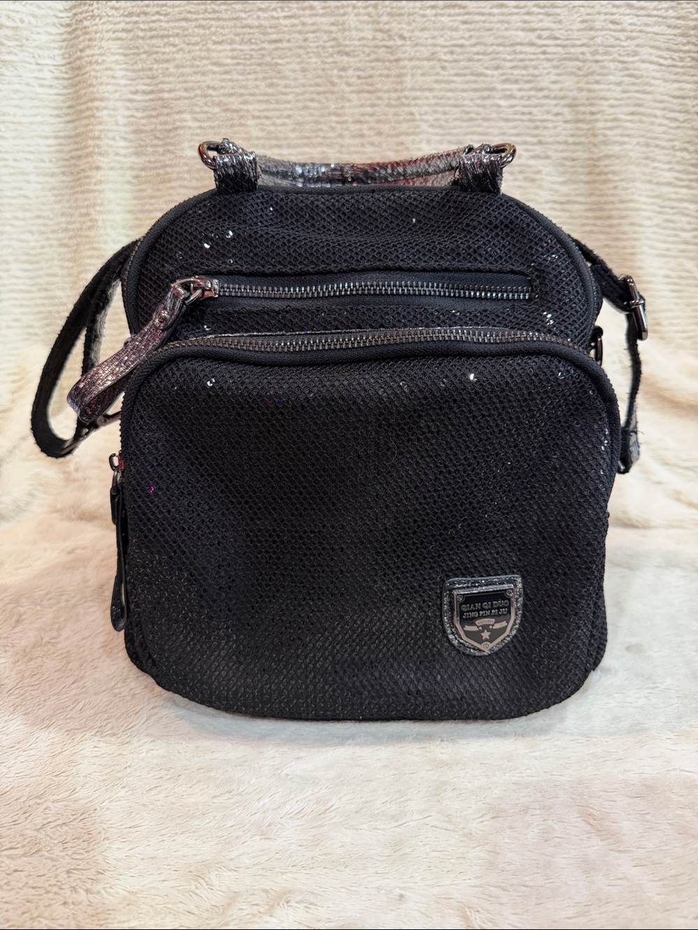 Black Sequin Crossbody Bag - Unbranded